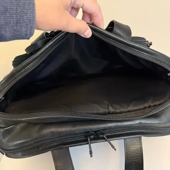 Tumi Alpha Slim Deluxe Briefcase Bag Black Leather Portfolio Messenger Business - Picture 11 of 14